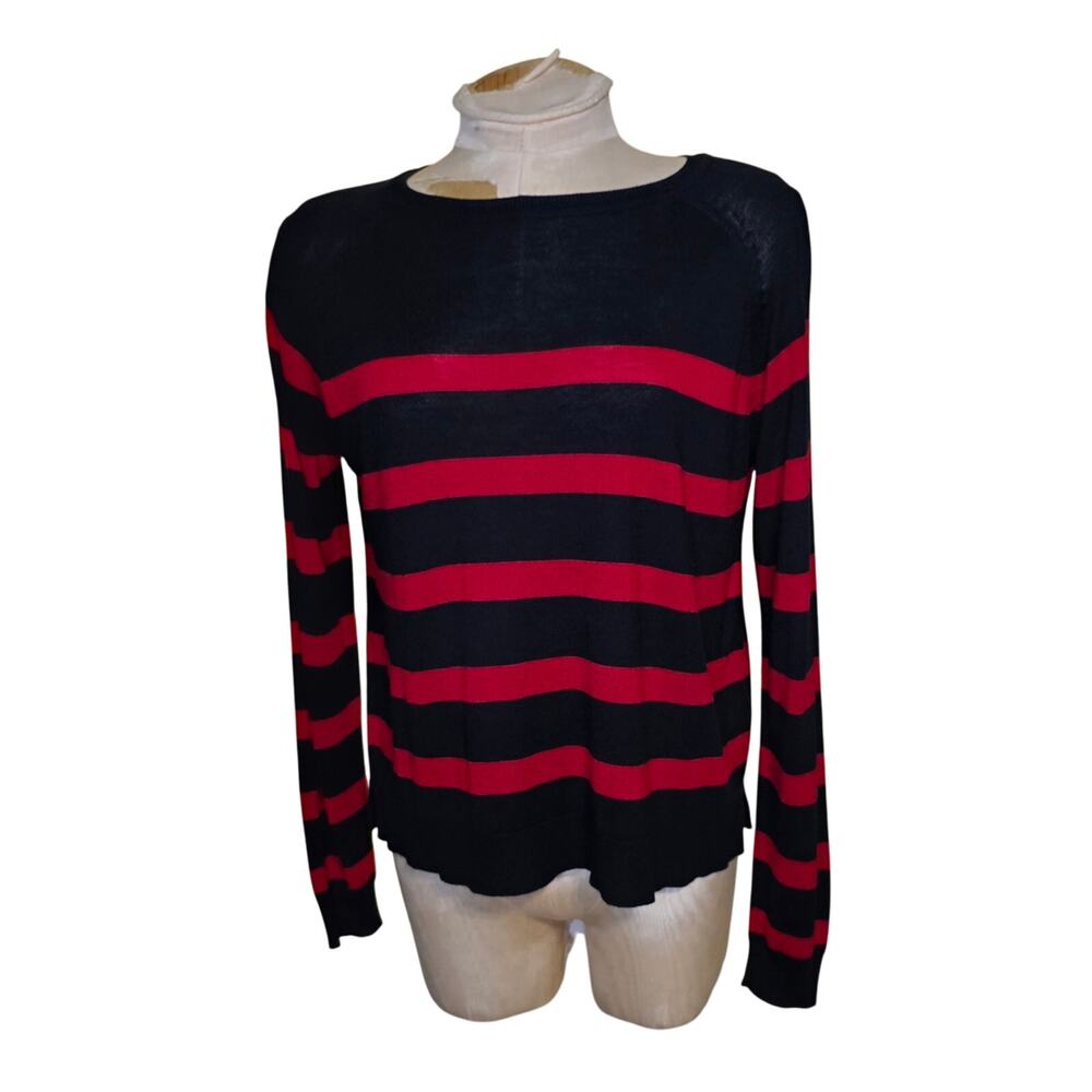 Zara Sweater Womens Small‎ Red Black Stripe Size S
